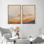 «Sun and Moon Western Desert Sunrise Mid Century Modern», reproduction d'art sur toile 2 pièces-91068960-91068959