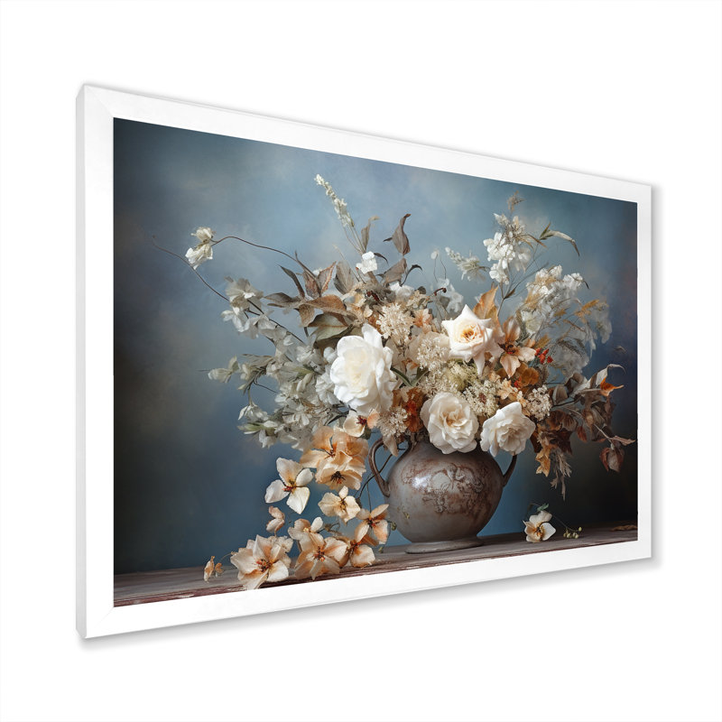«Elegant Minimalisme Flower Vase In Every Season», reproduction sur toile, Cadre simple blanc, H 24 po x l 32 po x P 1 po