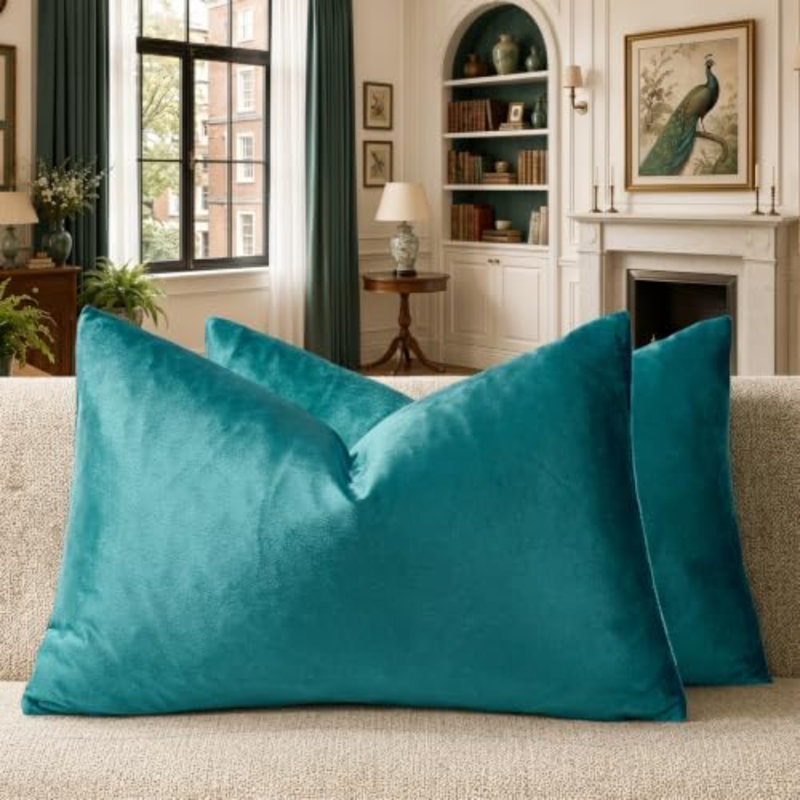 Teal Pillow Covers 12x20 Decorative Pillows Pack of 2
