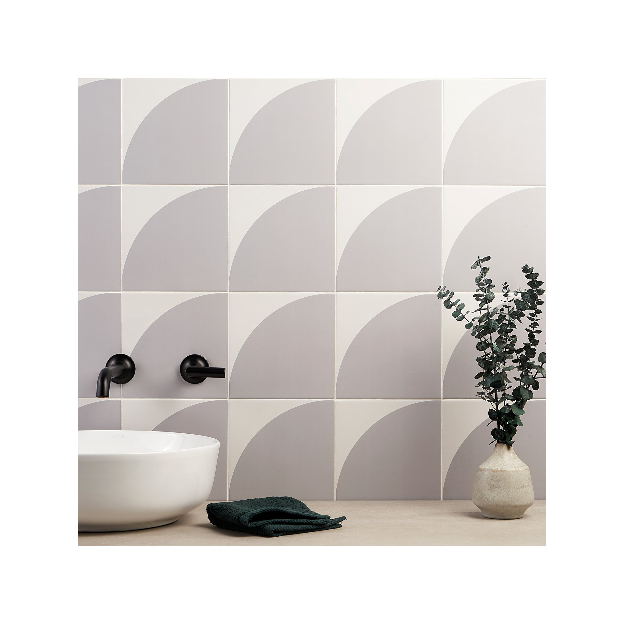 Stacy Garcia Victoria 8" x 8" Porcelain Encaustic Patterned Look Wall & Floor Tile, Cool Gray