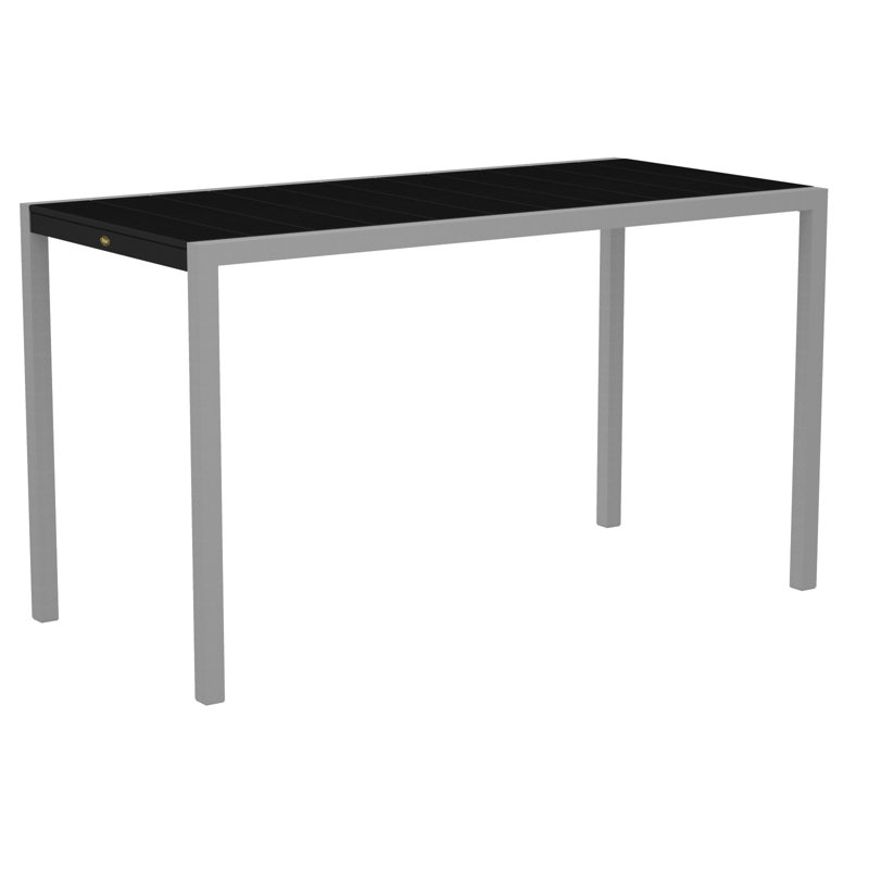 Table de bar POLYWOOD Surf City, 36 po x 73 po, Argent texturé / Noir anthracite