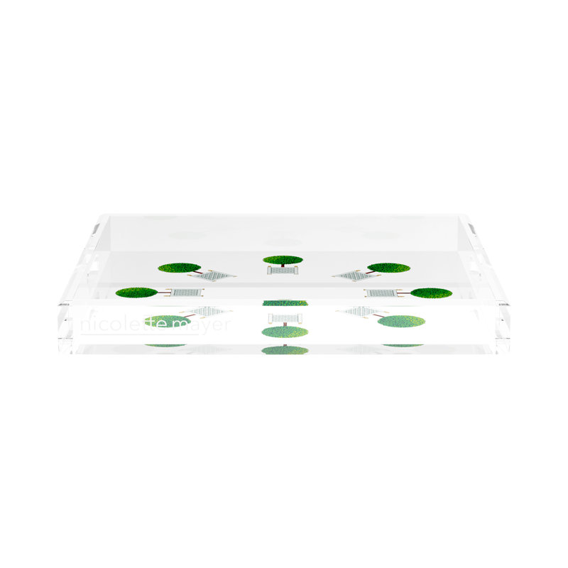 Timothy Corrigan Topiary Radial Acrylic Square Decorative Tray, 2" H x 15" W x 15" D