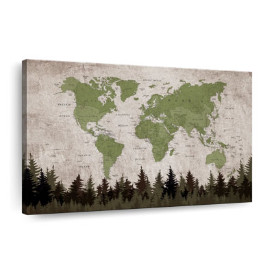 "Géographie de la carte du monde", reproduction d'art sur toile tendue