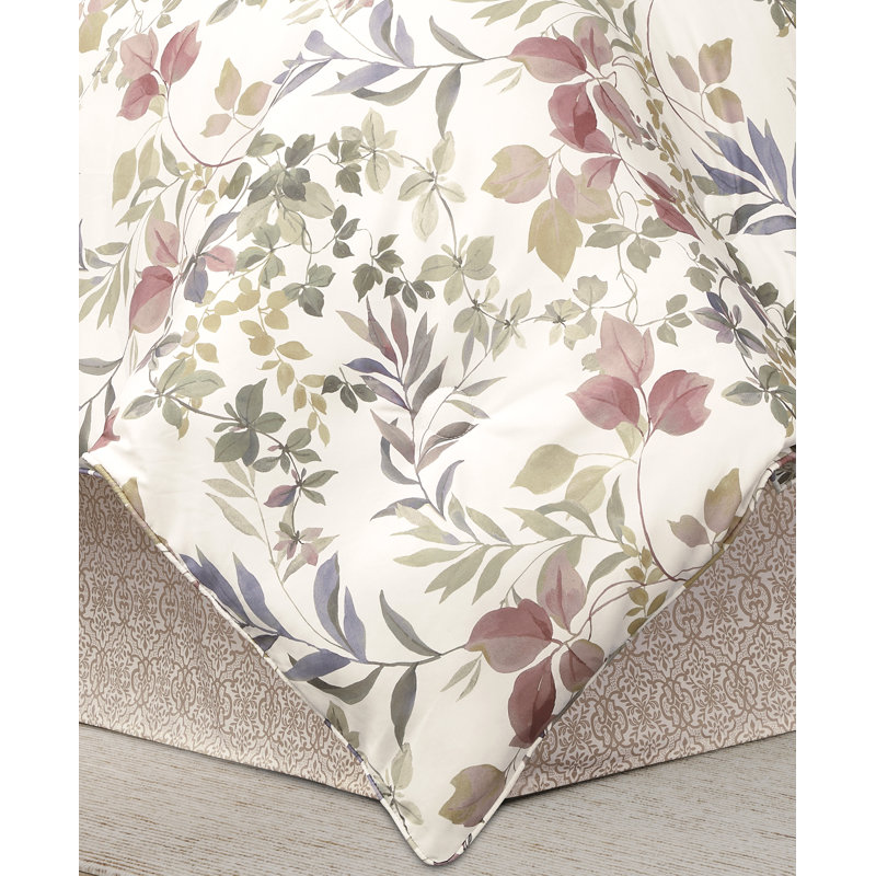 Blush Botanical Leaf Microfiber Full Comforter Set