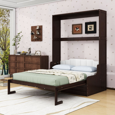 Grand lit escamotable peu encombrant avec canapé et tête de lit