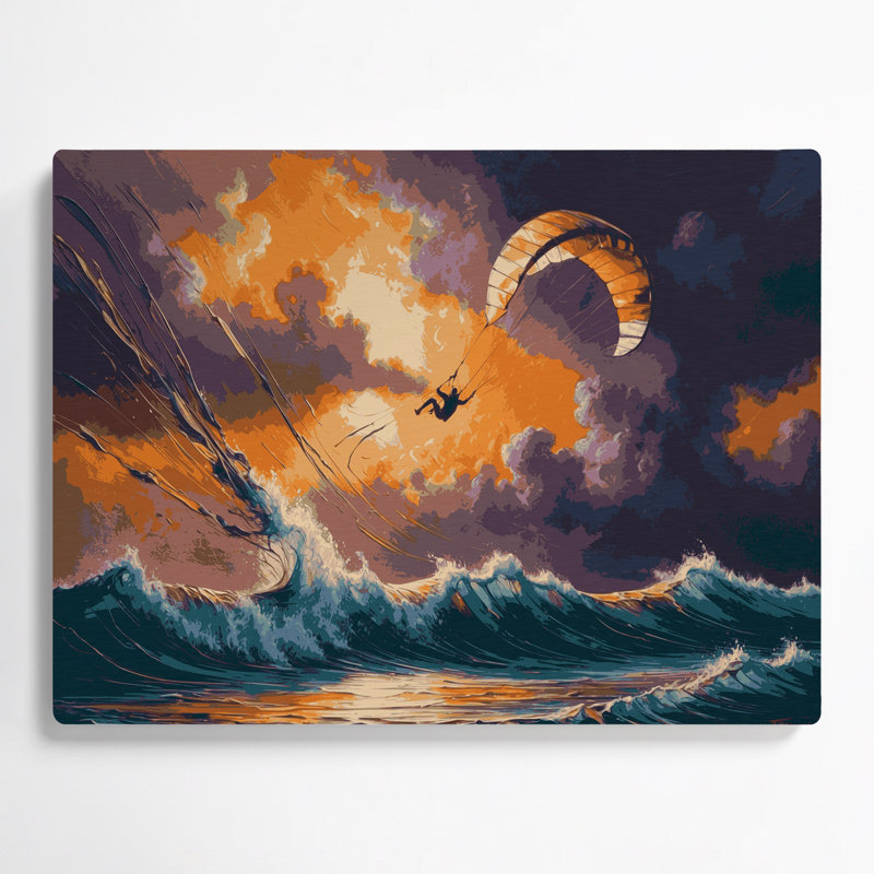 Art mural en métal gris Sports Kiteboarding, H 20 po x l 20 po x P 0,05 po