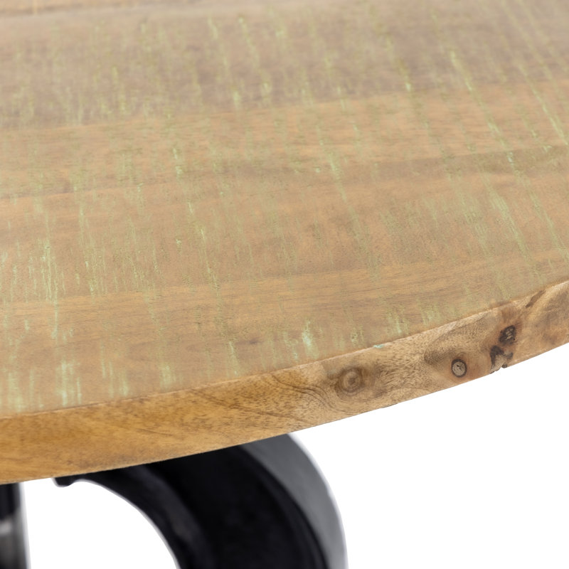 Reiber Round Solid Wood Top Metal Base Dining Table