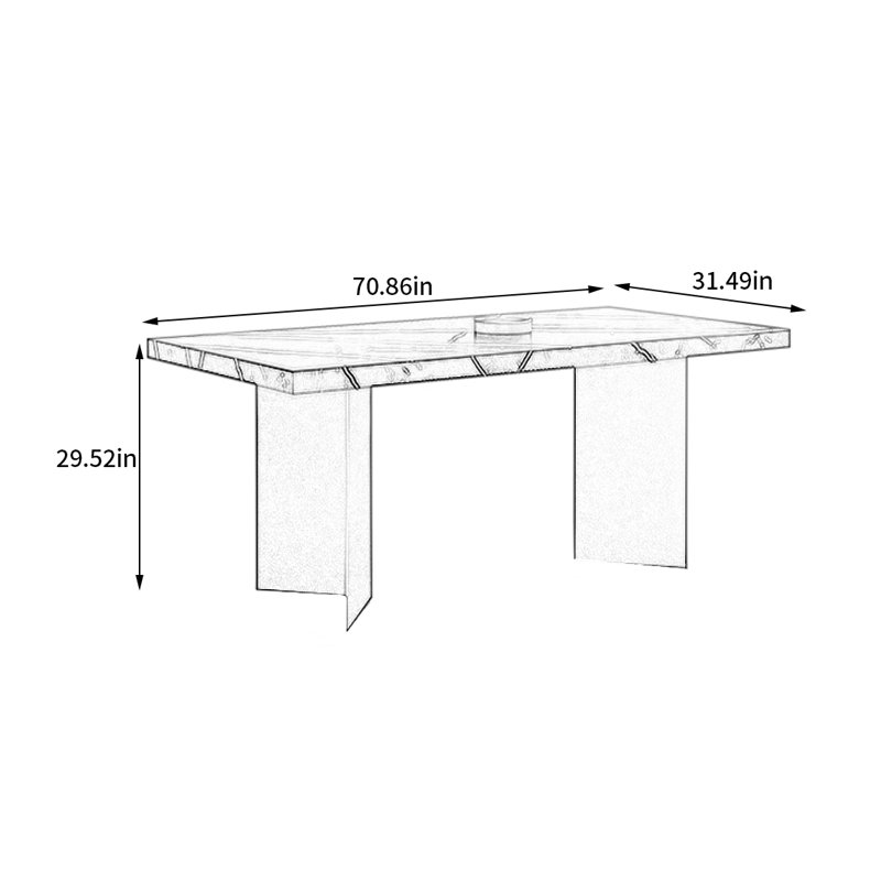 Faux Marble Top Dining Table, 31.49" W x 70.86" L