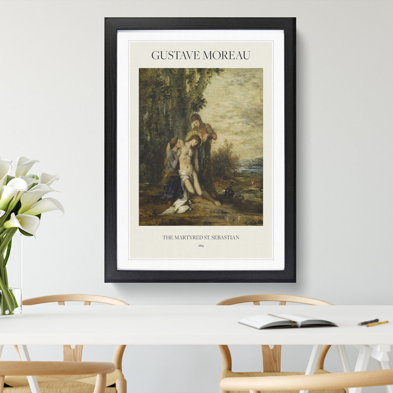The Martyred Saint Sebastian by Gustave Moreau - Picture Frame Painting, 36cm H x 27cm W x 2cm D, Black Framed