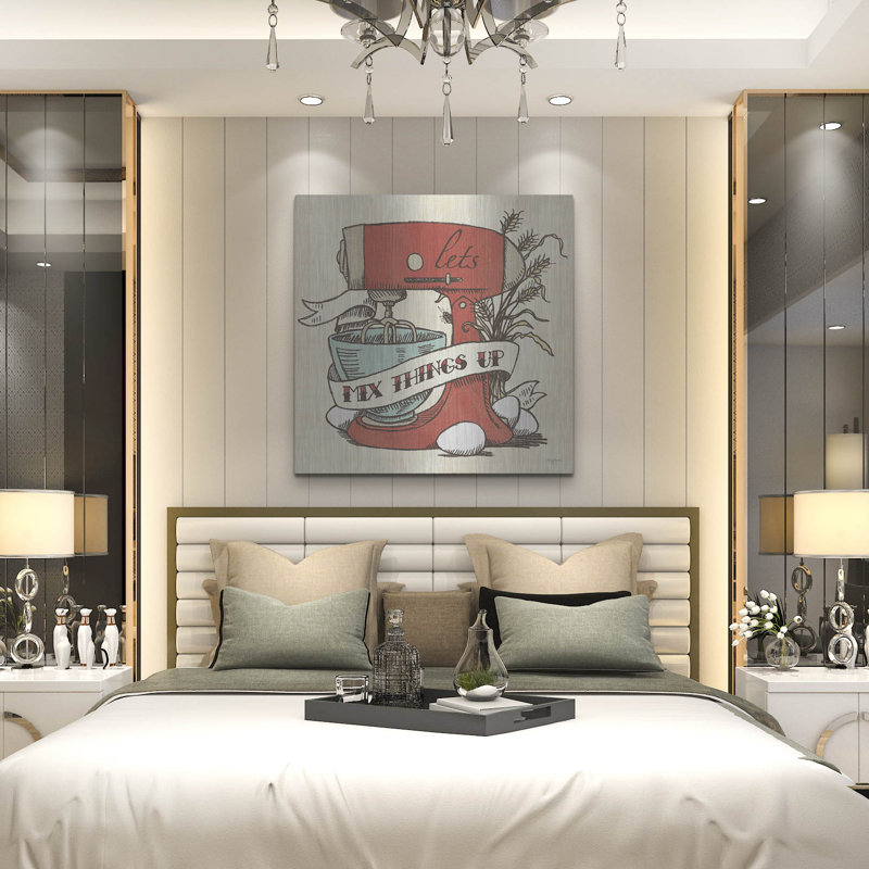 Art mural en métal luxueux «Retro Bakery Blue 2» par Mary Urban, H 36 po x l 36 po