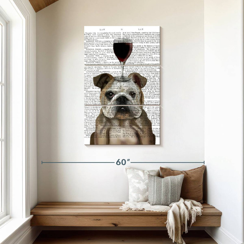 Chien au vin, bouledogue anglais, H 45 po x l 28 po
