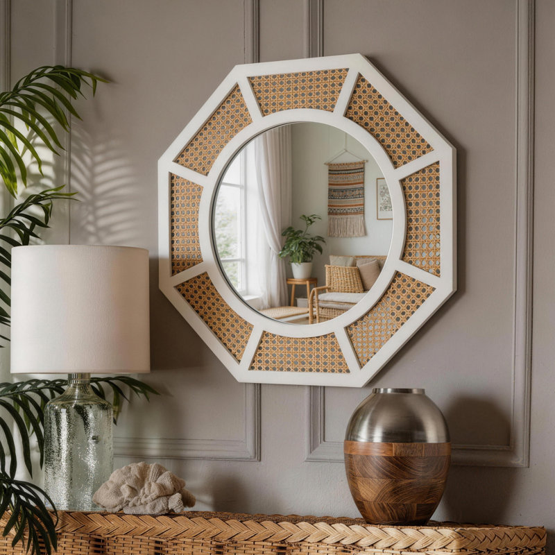 Brandy Rattan Wall Mirror Boho Mirror