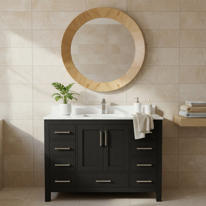 Armoire 48 po avec comptoir en granite, comptoir en bois massif 48 po Cerny