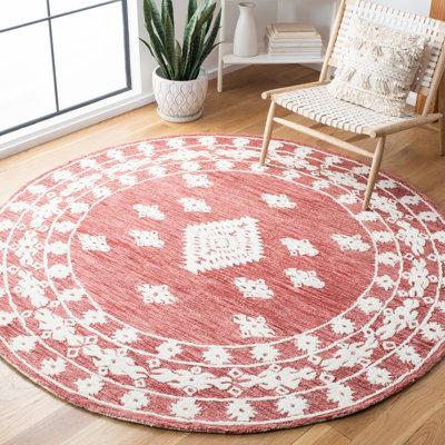 Hand Tufted Wool/Cotton Southwestern Rug in Rust
