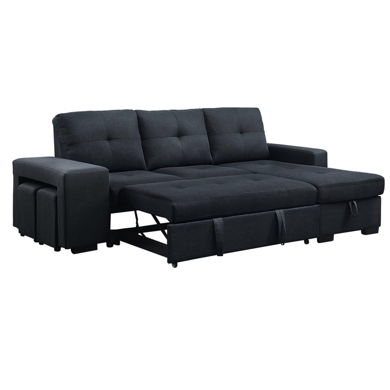 Canapé modulaire à assise profonde de 22,5 po avec canapé-lit et rangement pour le linge gris foncé et capacité de rangement de 17,5 po de hauteur