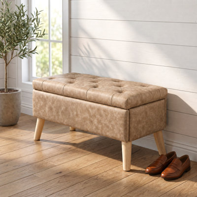 Banc de rangement avec repose-pieds de 32 po de large avec plateau intégré, repose-pieds carré avec rangement supplémentaire, repose-pieds rembourré et banc de bout de lit, parfait pour le salon, la chambre à coucher, le salon, la détente, le style moderne
