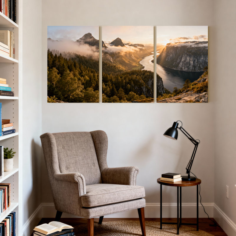 Ensemble de 3 impressions d'art sur toile, H 18 po x l 36 po