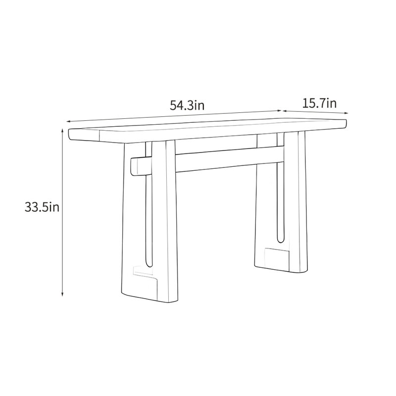 Console rétro simple., H 33,5 po x l 54,3 po x P 15,7 po, Brun