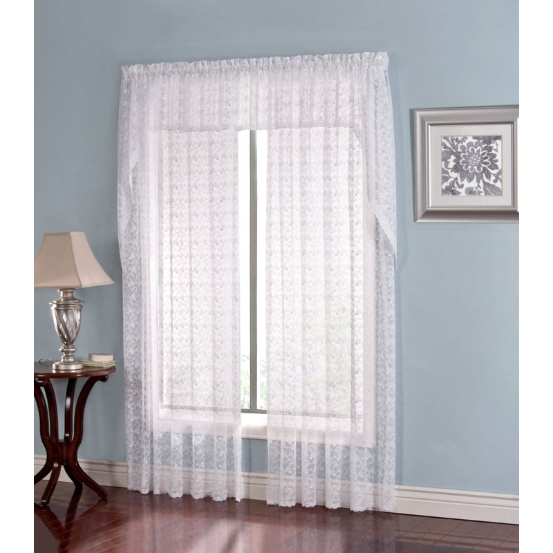 Panneau de rideau simple semi-diaphane Kace Elegance, Blanc, l 60 po x L 84 po