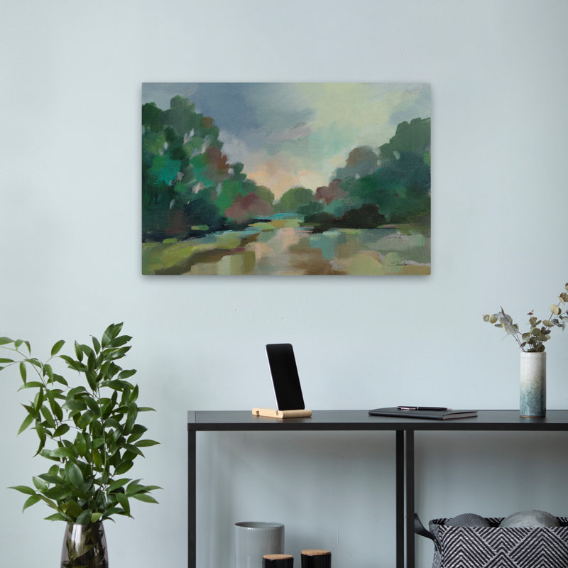 Dawn - Blue Dawn Green Landscape, 24" H x 16" W