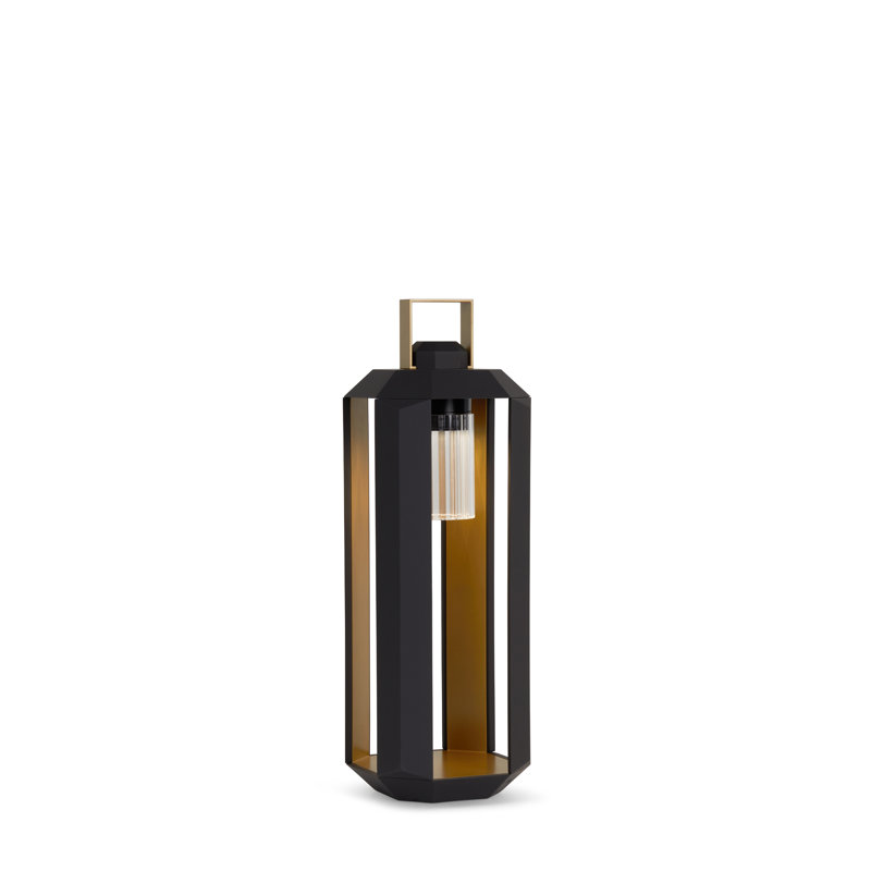 Cube Outdoor Lantern Small Battery, 28.3" H x 9.6" W x 9.6" D, Dark Bronze