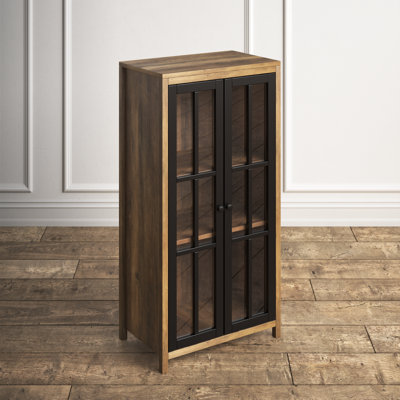 Zaria 23.3" W Farmhouse Storage Cabinet with Glass Doors