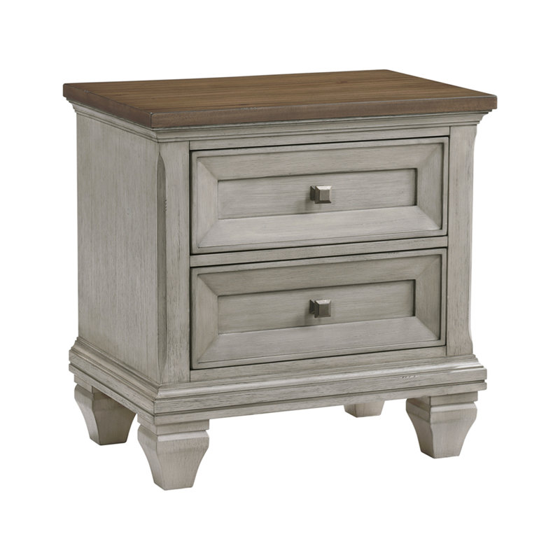 Mobilier de chambre à coucher deux tiroirs à deux tiroirs gris et brun antique