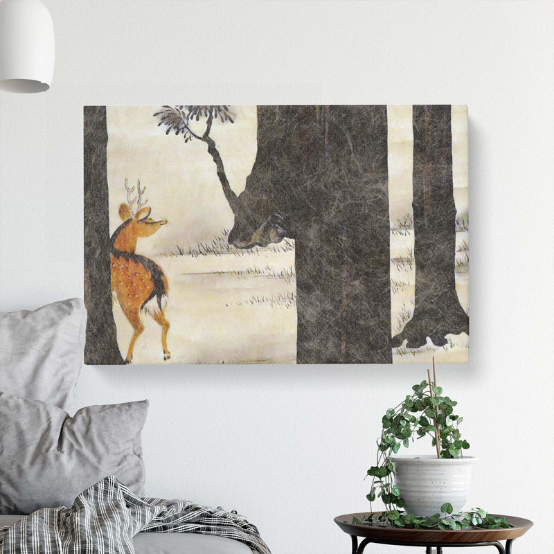 Deer in a Forest by Shibata Zeshin - Wrapped Canvas, 35cm H x 50cm W x 3cm D