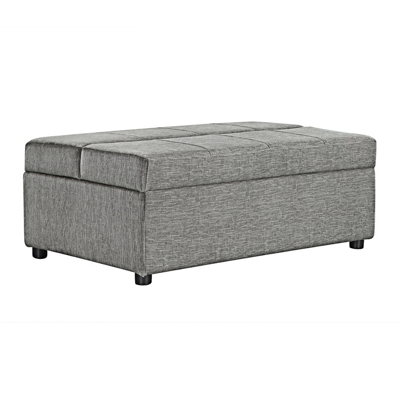 Lit simple escamotable avec repose-pieds et matelas, Gris foncé