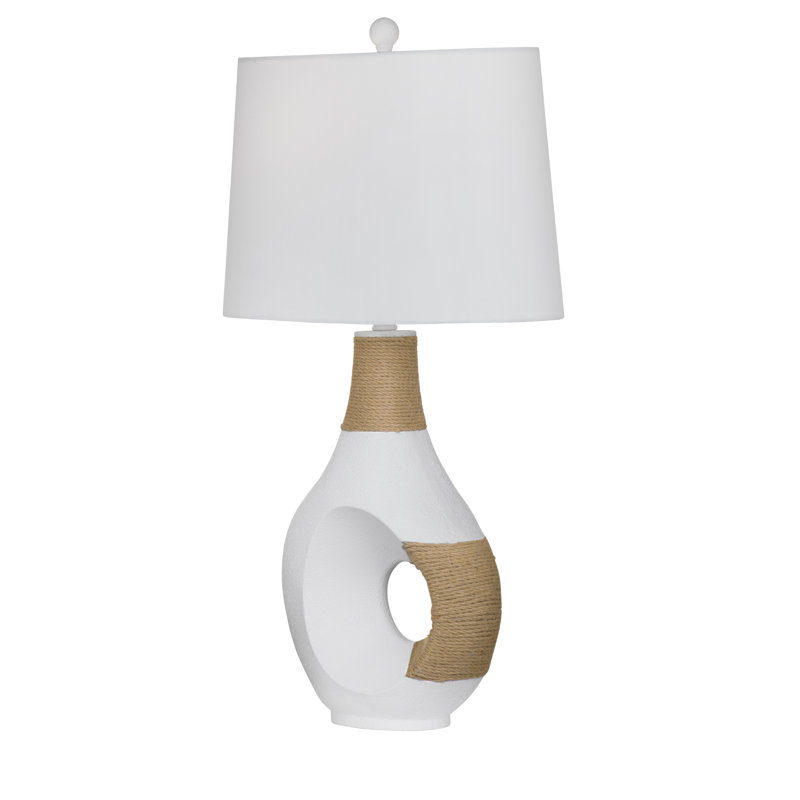 Nigel Rope Table Lamp Matte White Resin Body with Rectangular Shade