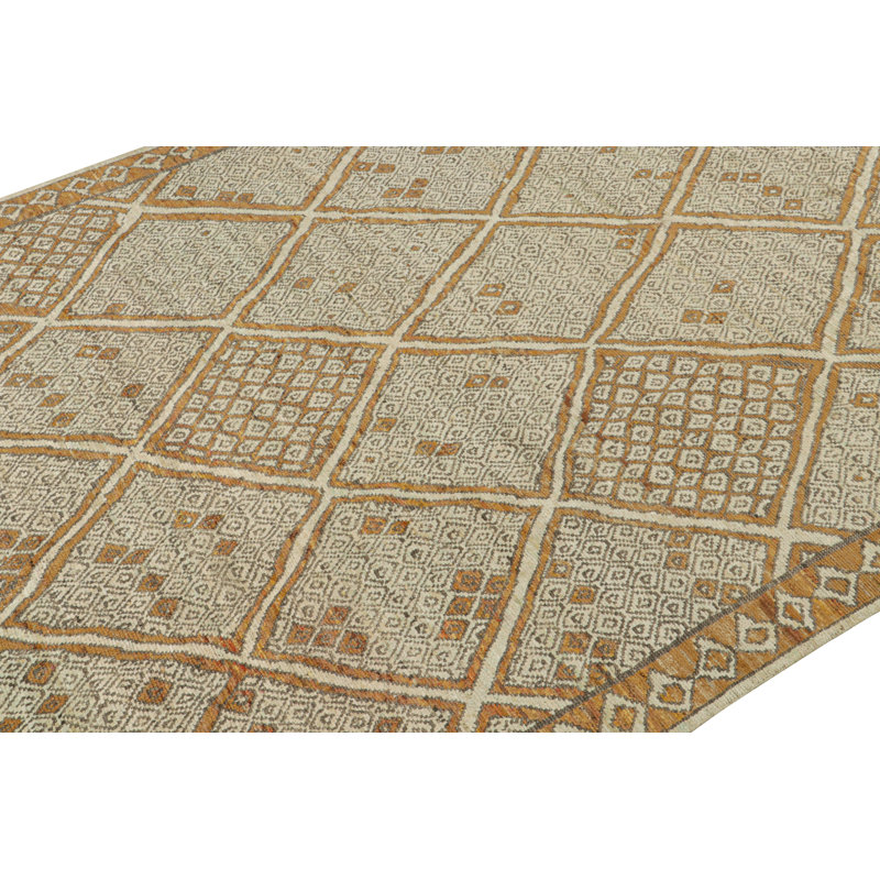 Moroccan Hand Knotted Geometric Area Rug, Rectangle 10' x 14'