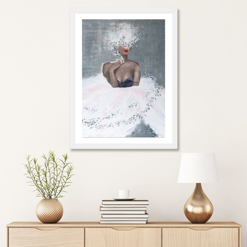 «Lady Mistletoe» par Piia Pievilainen - impression d'art graphique, H 32 po x l 24 po x P 1 po, Papier encadré blanc