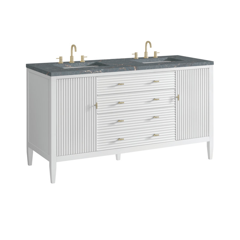 Myrrin 60'' W Double Vanity, Bright White, Parisien Bleu