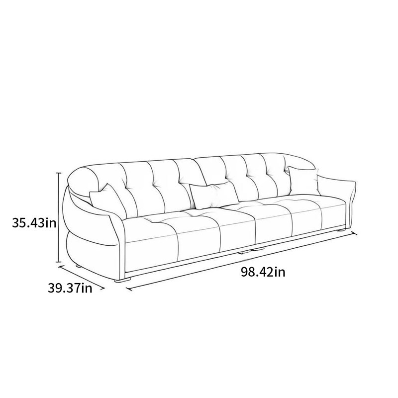 Canapé nordique simple de style crème pour petite famille, H 35,43 po x l 98,42 po x P 39,37 po, 4