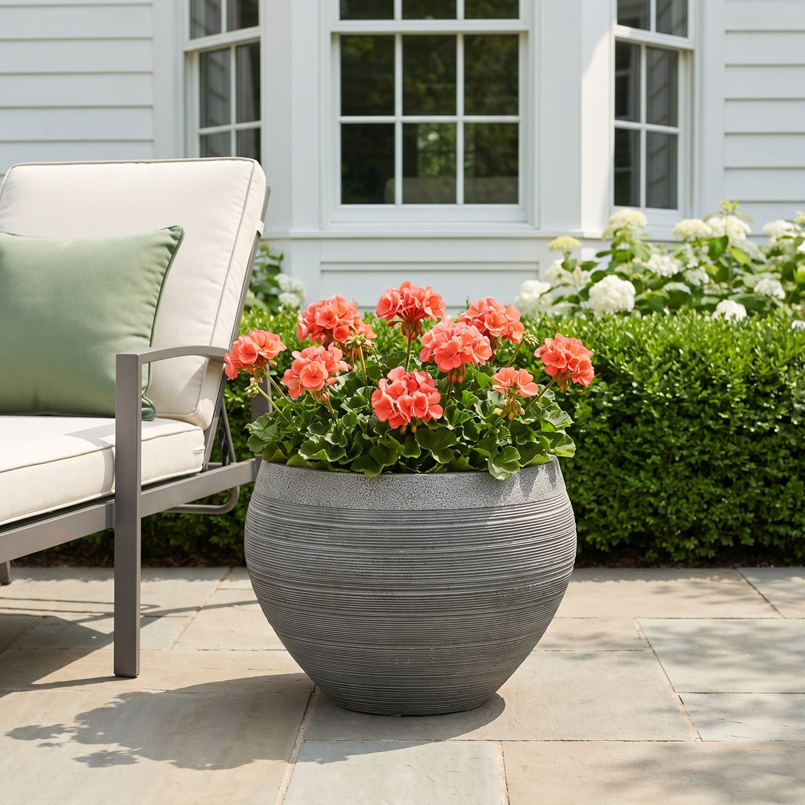 Pot Planter, Gray, 9" H x 11.75" W x 11.75" D