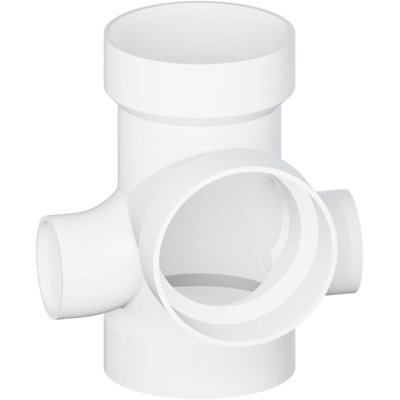 3" x 3" x 3" x 2" x 2" White PVC DWV Sanitary Tee w/ L & R Side Inlet All Hub PVC Drain, Waste & Vent Fitting, (5 Pack)