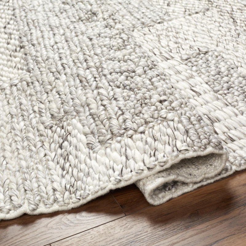 Vesta Handmade Hand Woven Light Gray Rug, Rectangle 2' x 3'