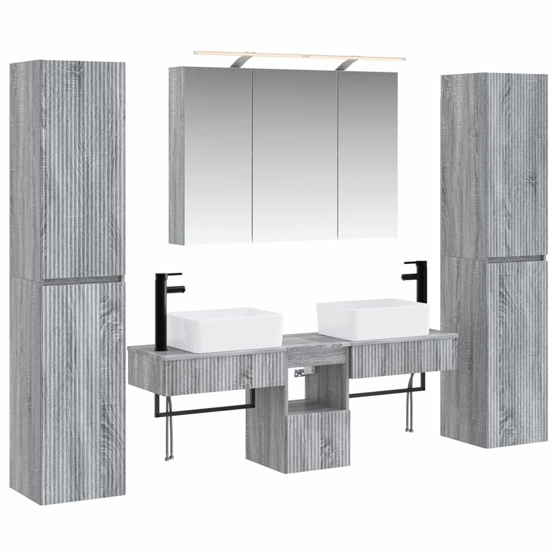 Vanity & Mirror Set, Grey