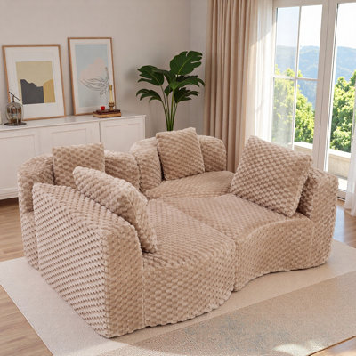 Modular Sectional Sofa With Rounded Silhouette And Pillows