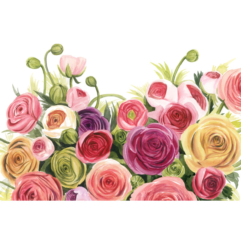 Ranunculus Panorama by Grace Popp - Wrapped Canvas Painting, 61cm H x 91cm W