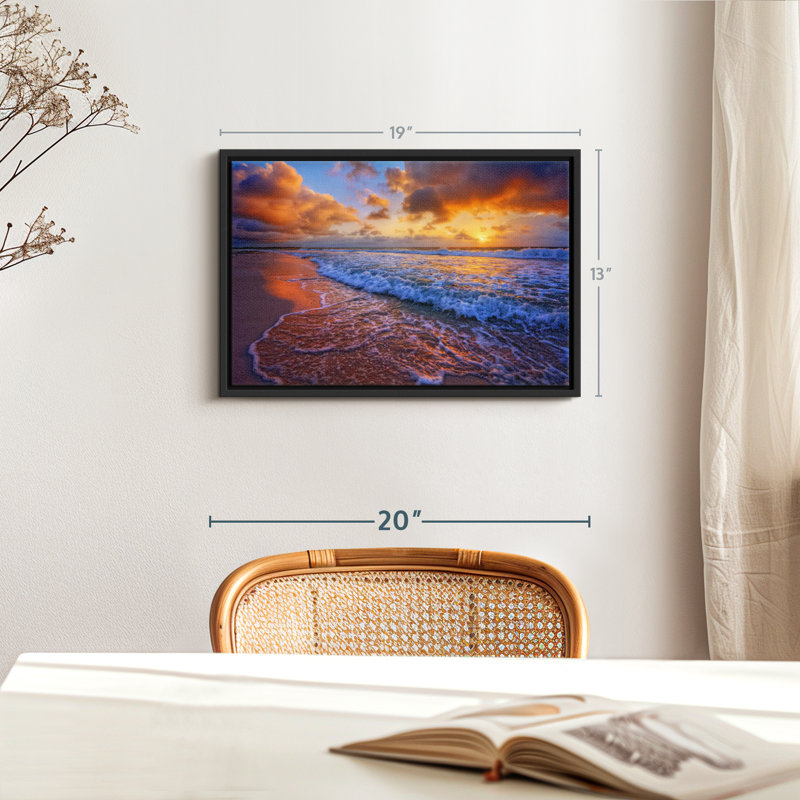 Plage «Clouds Enshrouding Ocean Shore», reproduction sur toile, H 13 po x l 19 po