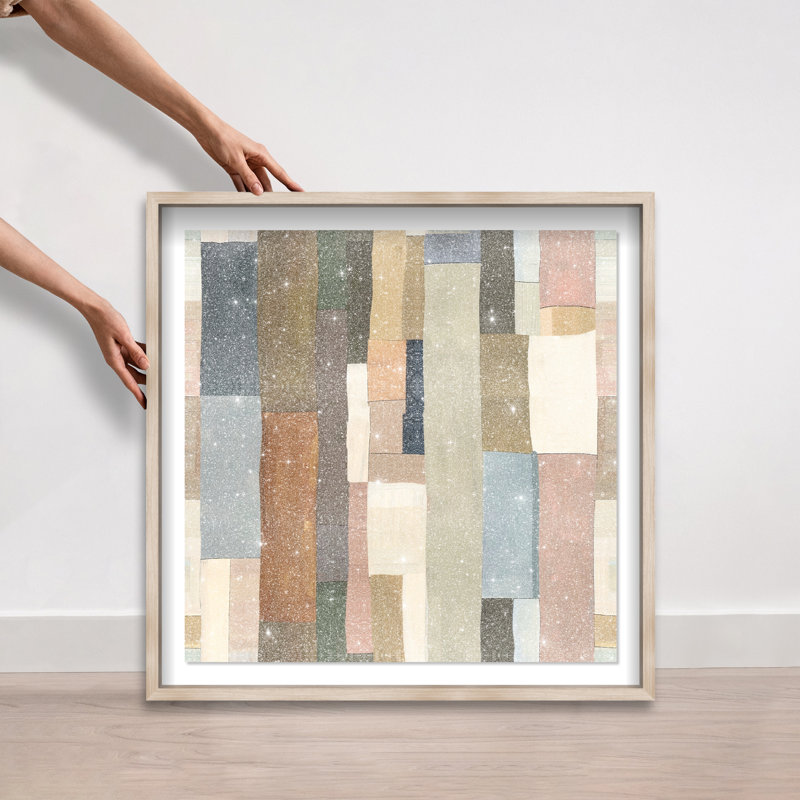 Woven Earthscape Shadowbox Abstract Print by Oliver Gal, Black Frame, 12 x 12, 31.5"H x 31.5"W, Natural Oak Frame