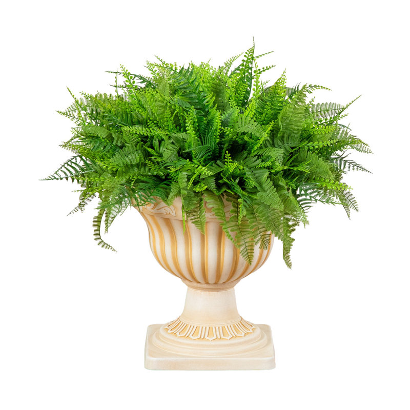 22 po Fougère artificielle résistante aux rayons UV dans un pot de fleurs décoratif (intérieur / extérieur)