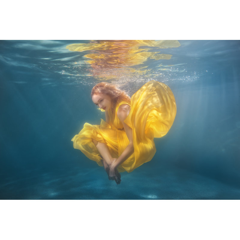 Woman Dancing Underwater - Wrapped Canvas Print, 30cm H x 46cm W x 3.8cm D