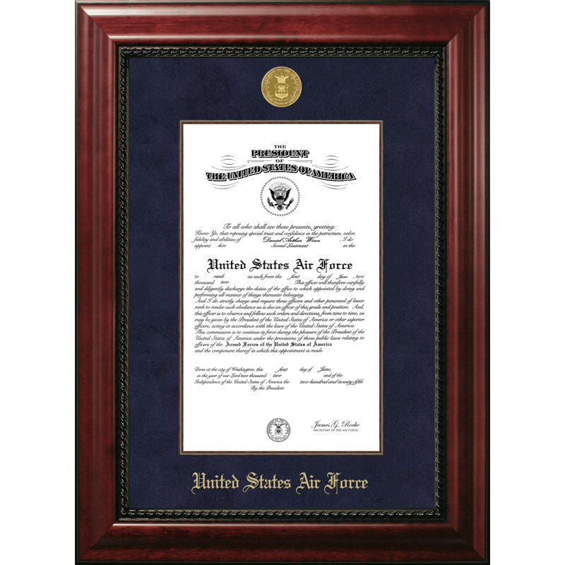 Air Force Certificate Executive Picture Frame, 10" x 14", Gold/Mahogany