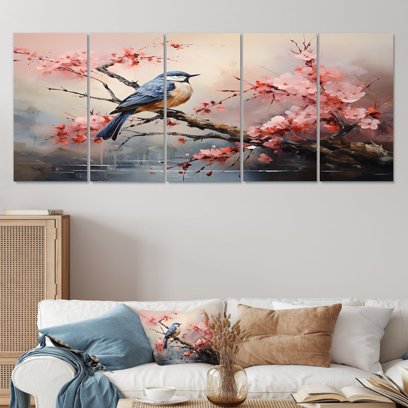 Art floral mural pour le salon, Japon, H 28 po x l 60 po