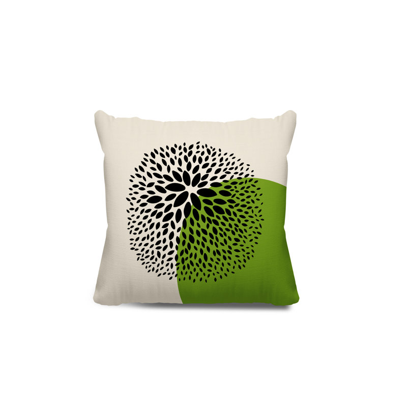 Housse et insert de coussin décoratif intérieur / extérieur Bavière, H 19 po x l 19 po, Chartreuse / crème / noir