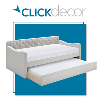 ClickDecor Carmina Upholstered Tufted Daybed Sofa with Roll Out Trundle Guest Bed by ClickDecor