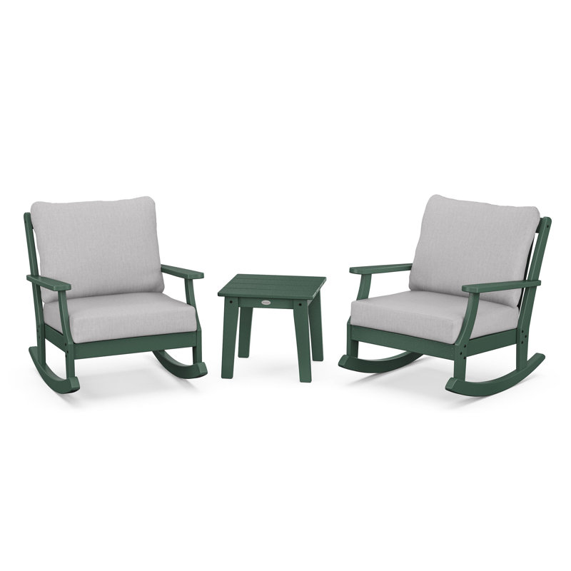 Braxton 3-Piece Deep Seating Rocker Set, Teak, Natural