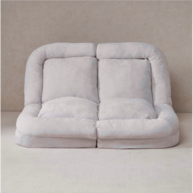 Convertible Fold-Out Single Sofa Bed,The Left Part Of The Complete Product., White Cotton